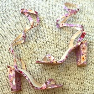 Strappy floral heels
